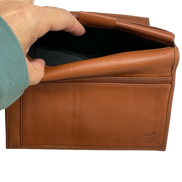 Scully Tobbaco Brown Geniune Leather Wallet Gold Kiss Lock Closure - Picture 5 of 11